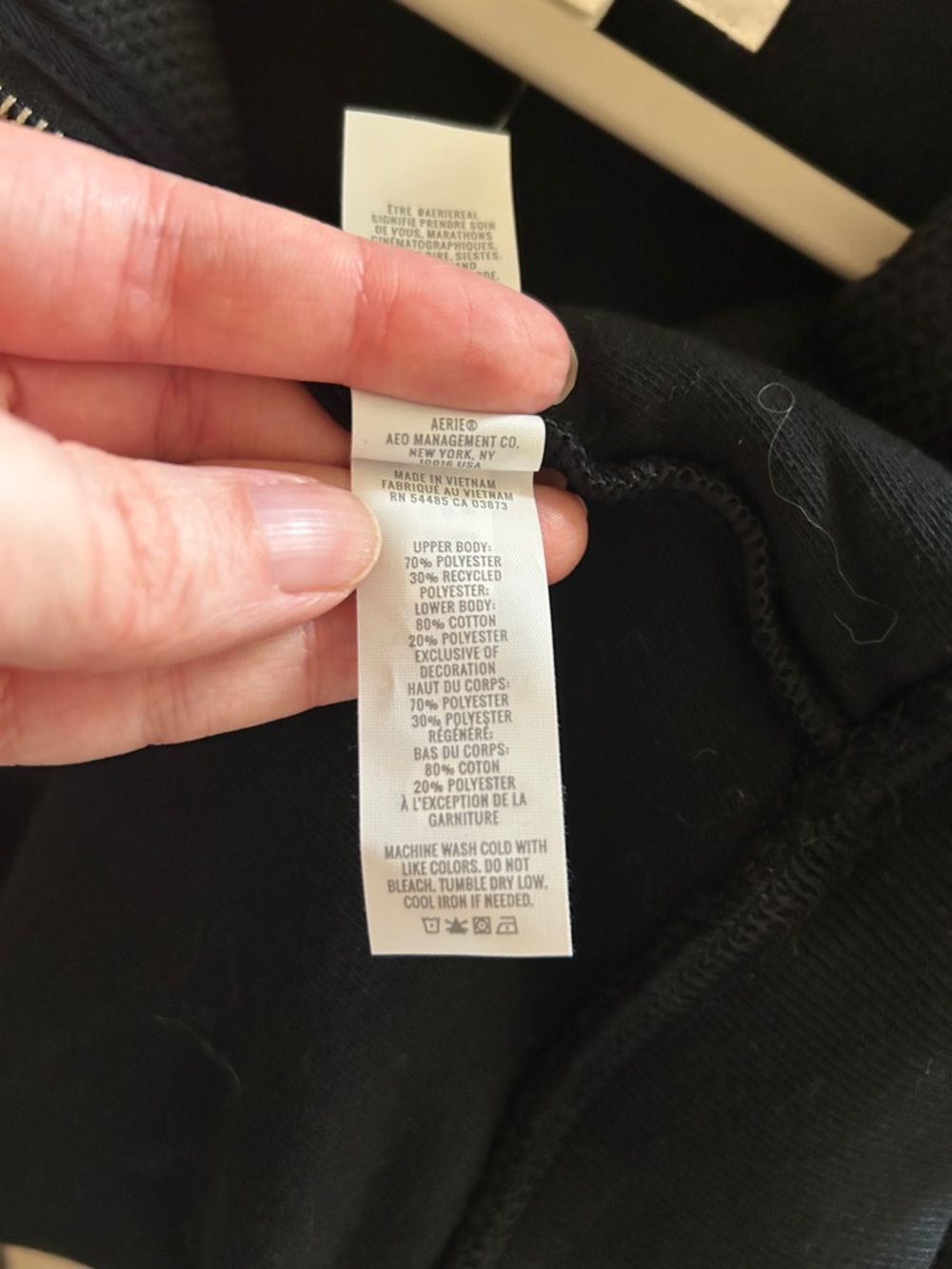 *closet clean out* aerie Black Sherpa-Lined Pullover size L - Picture 4 of 5